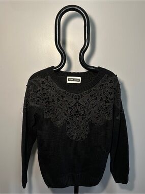 Ladies Pink Berry Crew Neck Embellished Sweater